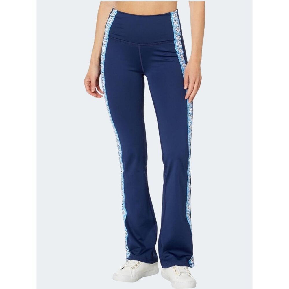 Lilly Pulitzer Luxletic Carpe Vita Flare Leggings Mid-Rise Low Tide Navy XXS